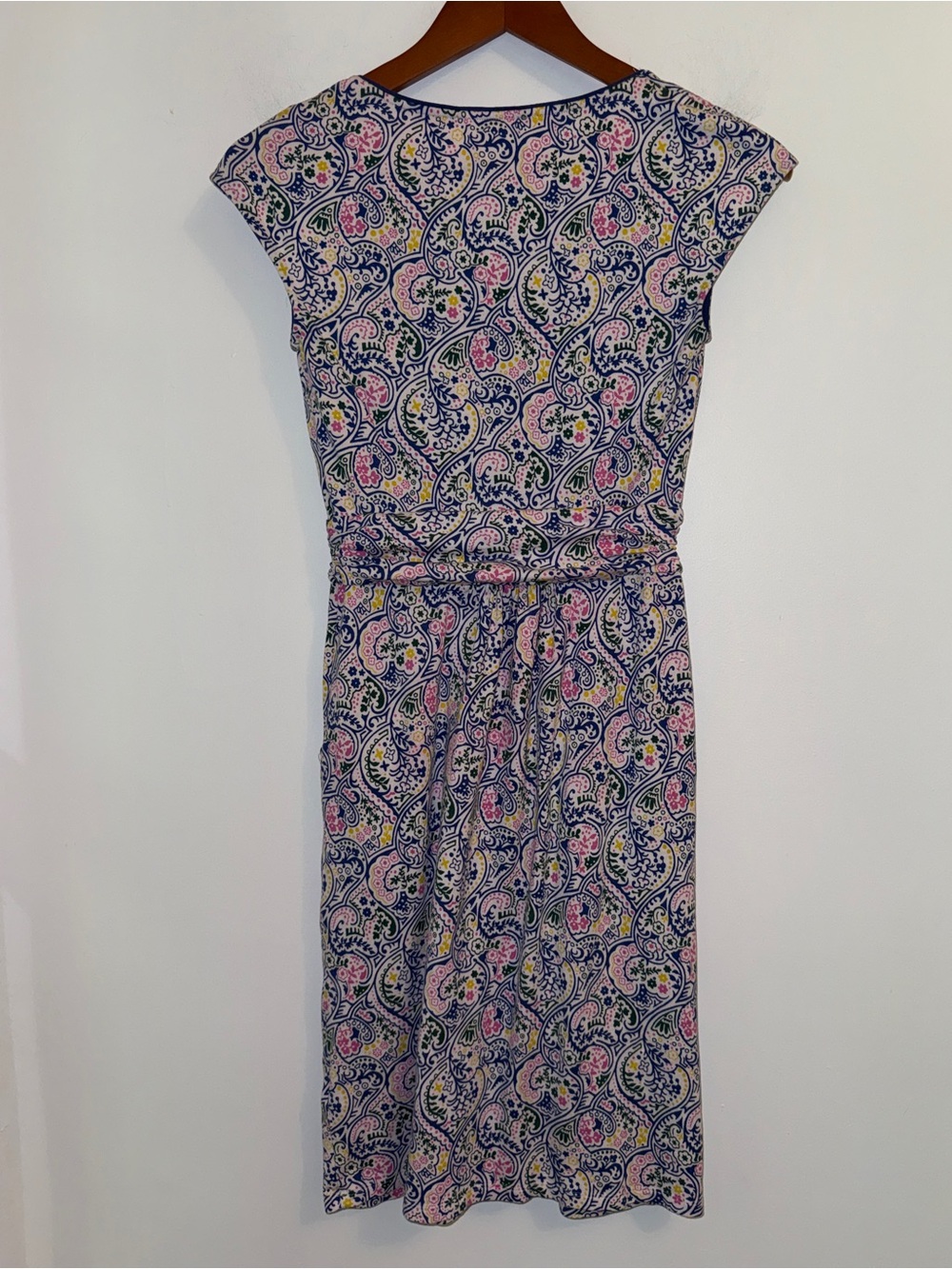 Boden Margot Jersey Paisley Floral Cap Sleeve Dress Pockets US 4 UK 8 - Picture 7 of 12